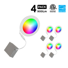 Load image into Gallery viewer, 6&quot; Smart WiFi RGB+White LED Recessed Light Fixture (4-Pack) - BAZZ Smart Home.ca